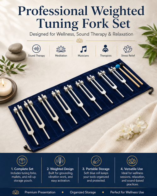 8-Piece Chakra Tuning Fork Set for Healing and Meditation